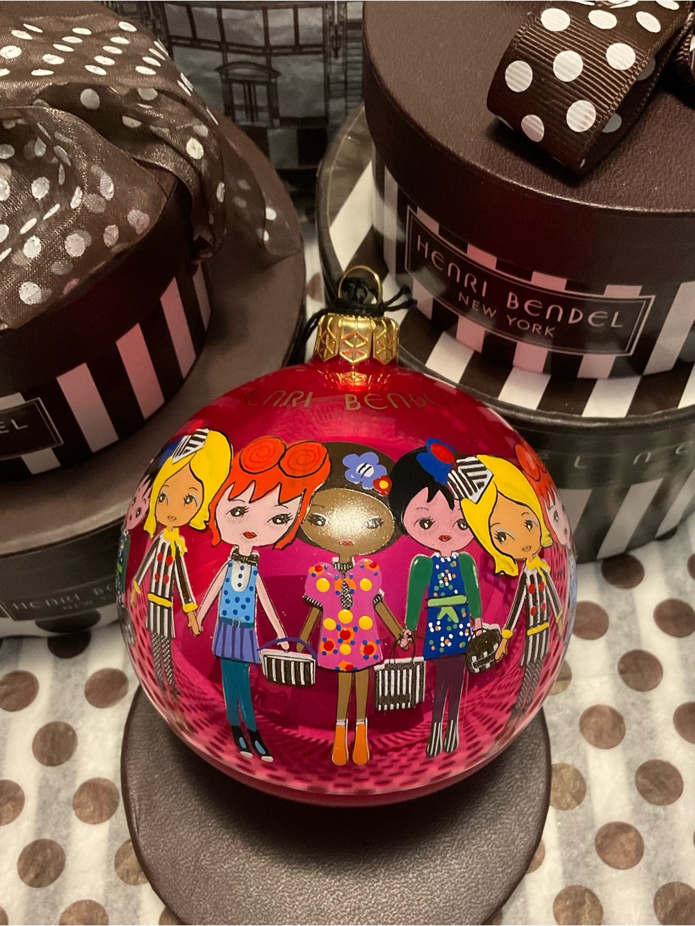 Rare Henri Bendel Joy to the World Bendel Dolls Ornament with Tag & Original Box - Picture 2 of 16